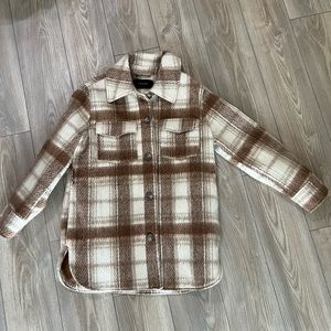 Tahari Women's Brushed Plaid Shirt Jacket